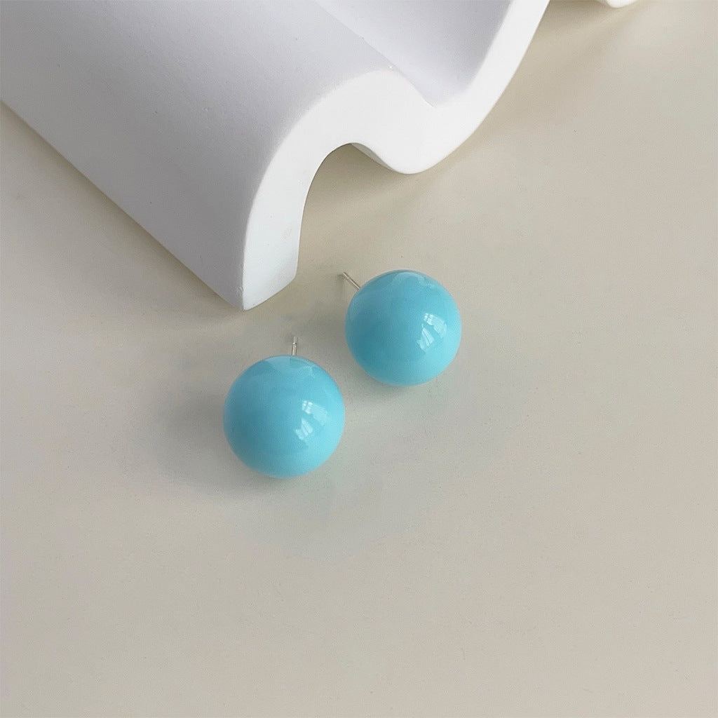 C관 - 도파민 컬러 수지 사탕 공 간결하고 스윗한 귀여운 은침 귀걸이 [3842-3844] 24.04-2