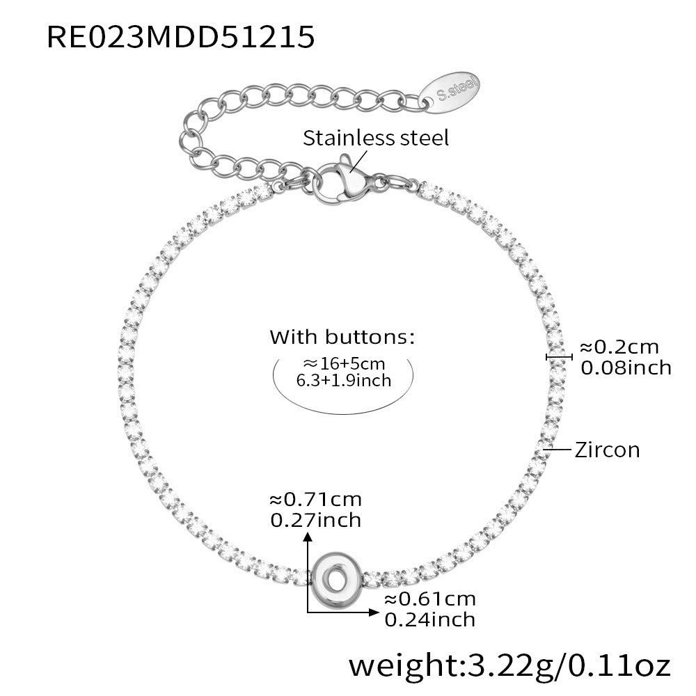 D관 - 스테인리스 스틸 18K 도금 알파벳 큐빅 팔찌 [RE023] 25.12-3