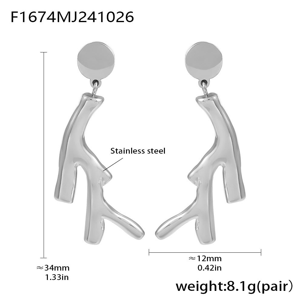 D관 - 생명 나무 가지 비정형 변색 방지 스테인리스 스틸 PVD 18K 도금 귀걸이 [F1670-F1674] 24.11-1