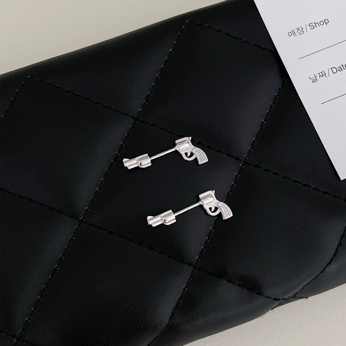 A관 - 925 은침 권총 장미 십자가 모양 피어싱 귀걸이 [EH-4190] 25.10-5