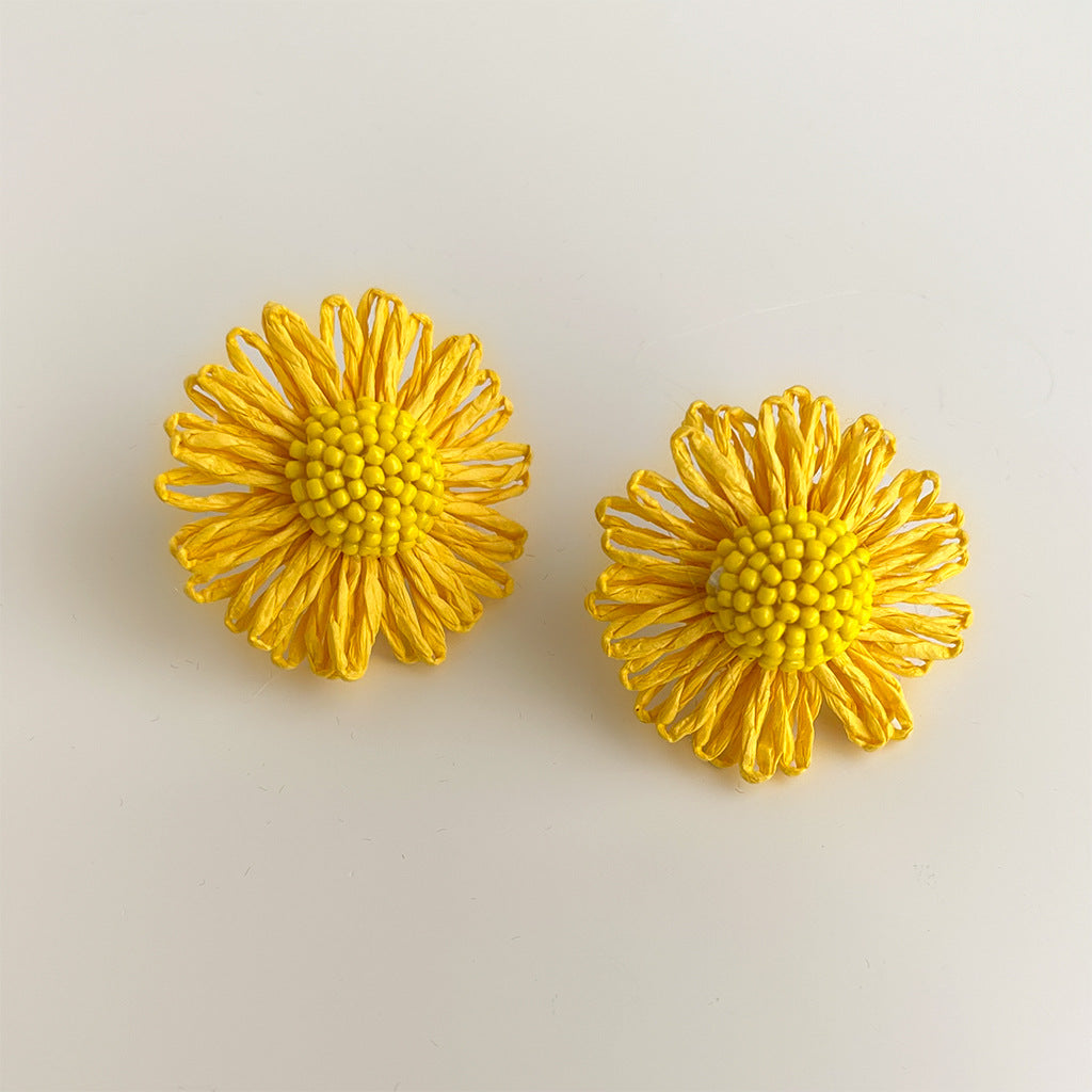 C관 - 컬러풀 핸드메이드 비즈 플라워 은침 귀걸이 [5538-5542] 25.02-2