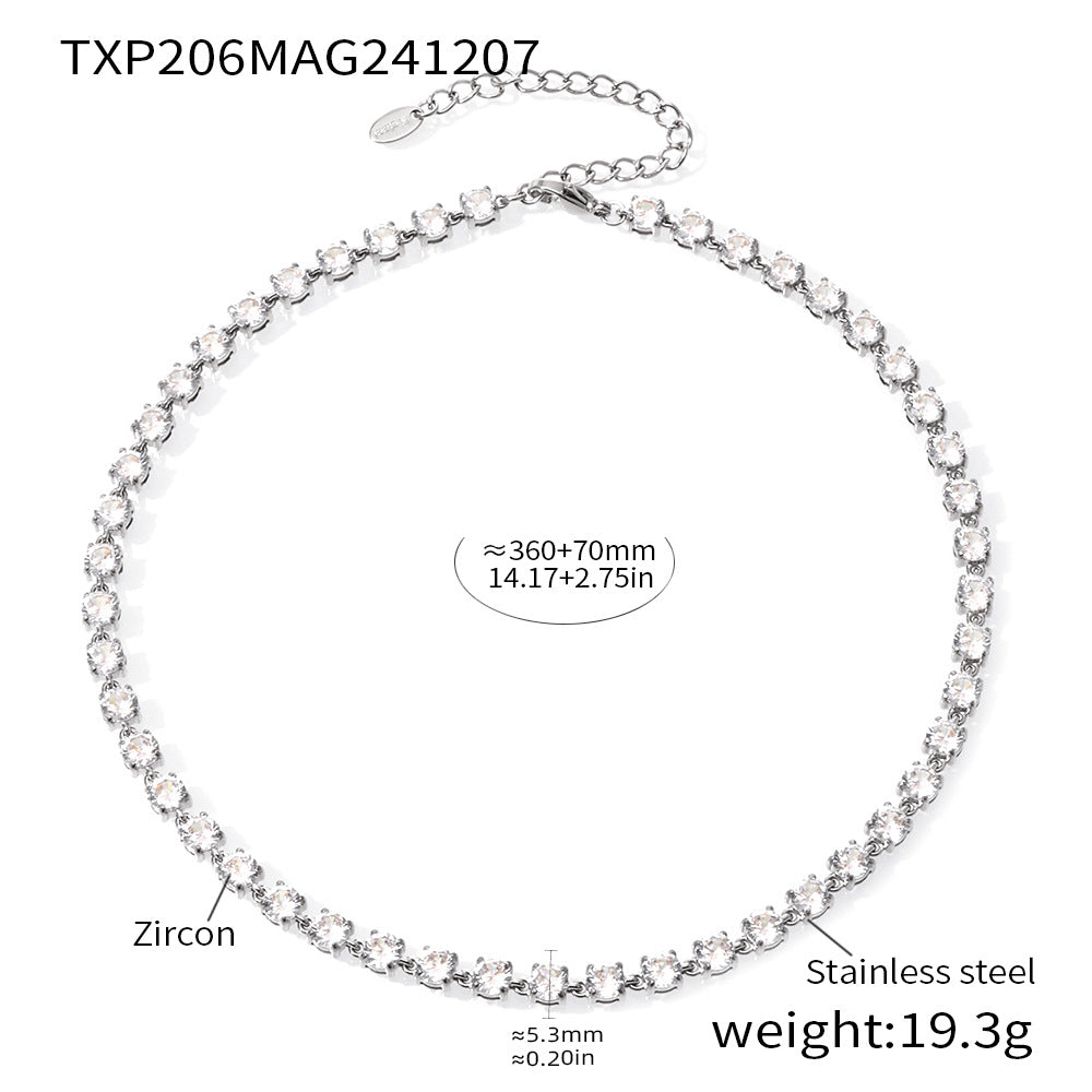 D관 - 18K 골드 도금 스테인리스 스틸 핸드메이드 5mm 컬러 큐빅 목걸이 팔찌 [TXP206-TXE206] 24.12-2