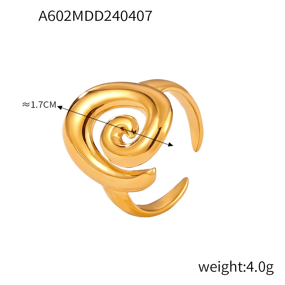 D관 - 회전 나사무늬 티타늄 스틸 큐빅 반지 귀걸이 [A602-F1287] 24.04-2