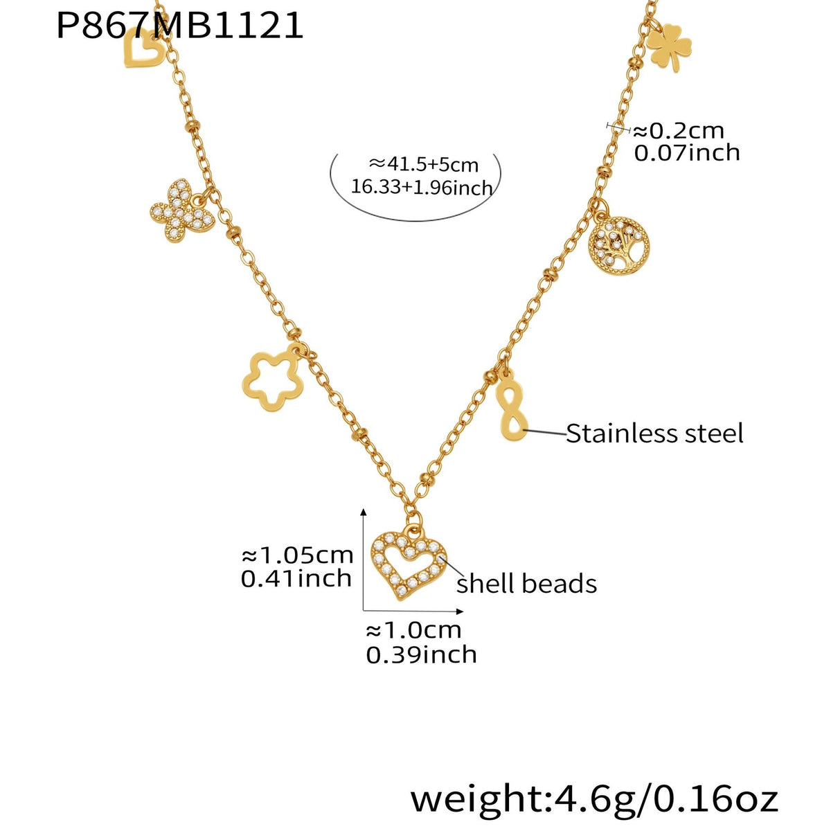 D관 - 스테인리스 스틸 하트 풀큐빅 레이어드 18K 도금 목걸이 [P874] 25.11-4