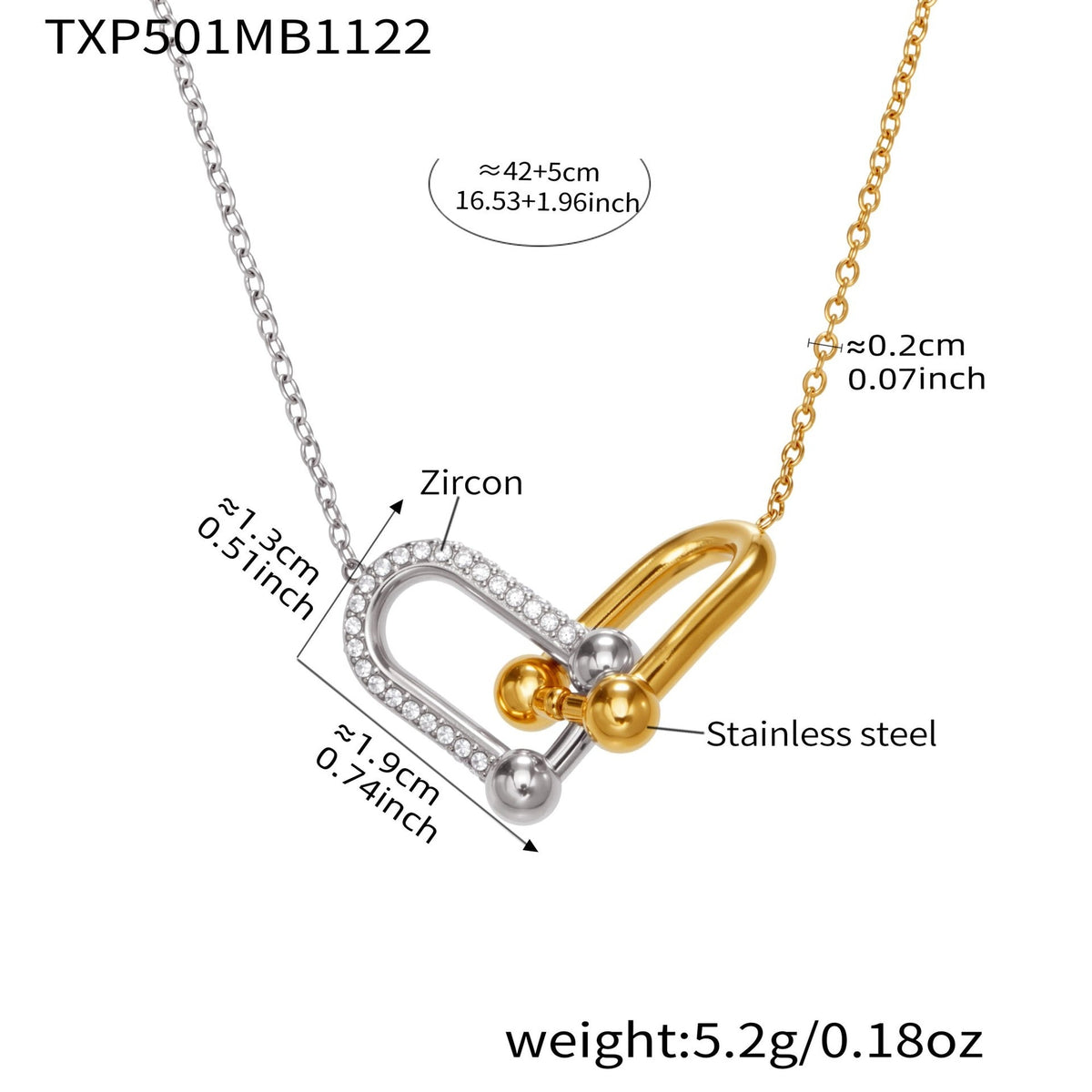 D관 - 스테인리스 스틸 말발굽 모양 큐빅 펜던트 18K 도금 귀걸이 반지 팔찌 목걸이 [TXP501] 25.11-4