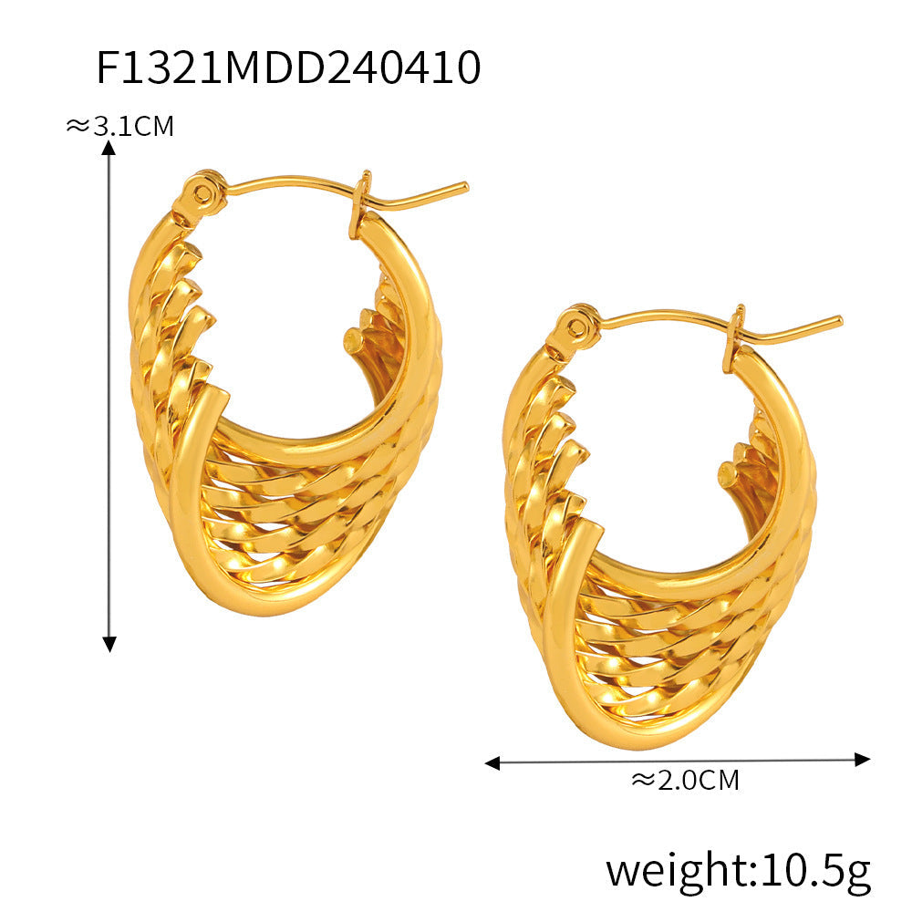 D관 - 티타늄 스틸 레트로 다층 오픈워크 기하학 귀걸이 [F1319-21-25-26] 24.04-3