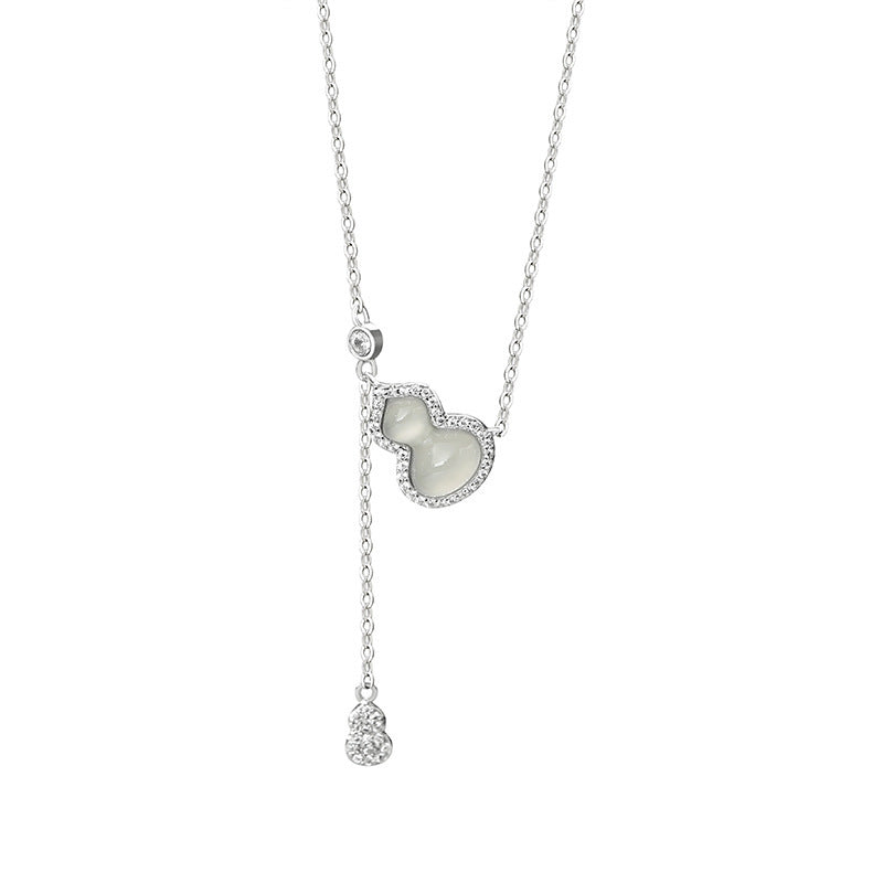 B관 - 925 실버 호리병 옥수 큐빅 펜던트 드롭 목걸이 [YC2023N_1] 25.10-5