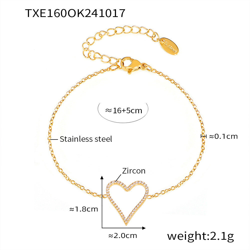 D관 - 스테인리스 스틸 큐빅 하트 디자인 팔찌 목걸이 [XP160-TXE160-P1694] 24.10-4