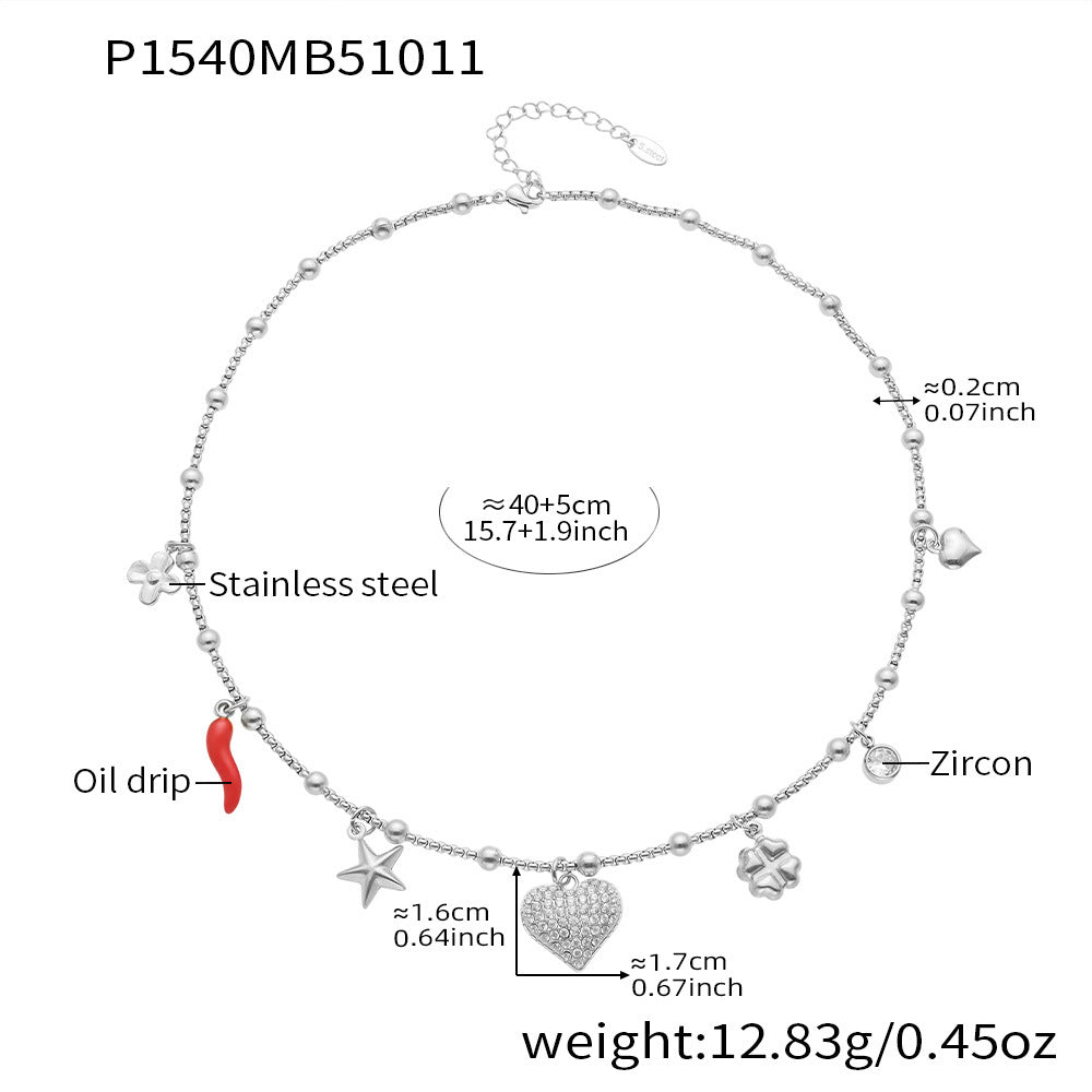 D관 - 스테인리스 스틸 18K 도금 하트 큐빅 펜던트 목걸이 [P1540] 25.10-3