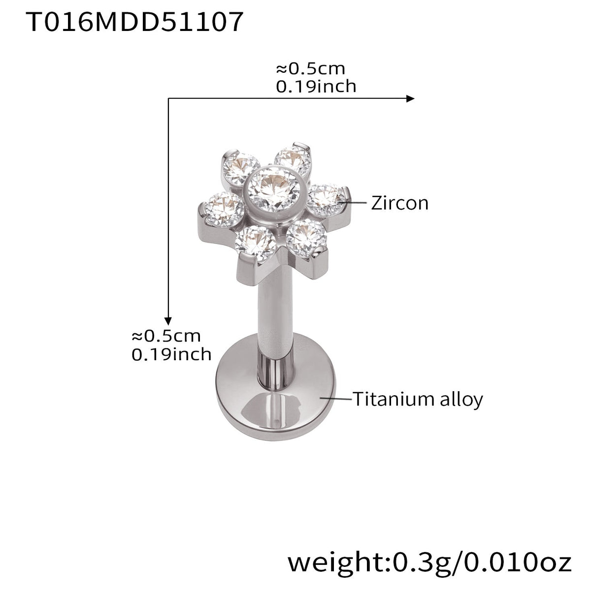 D관 - 티타늄 합금 스틸 입술용 단품 피어싱 [T009] 25.11-2