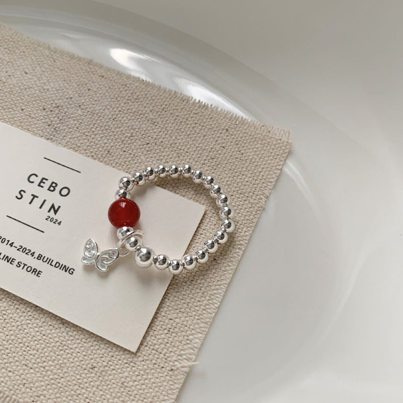 A관 - 미니 펜던트 홍마노 925 실버 비즈 반지 [1520-1527] 25.11-3