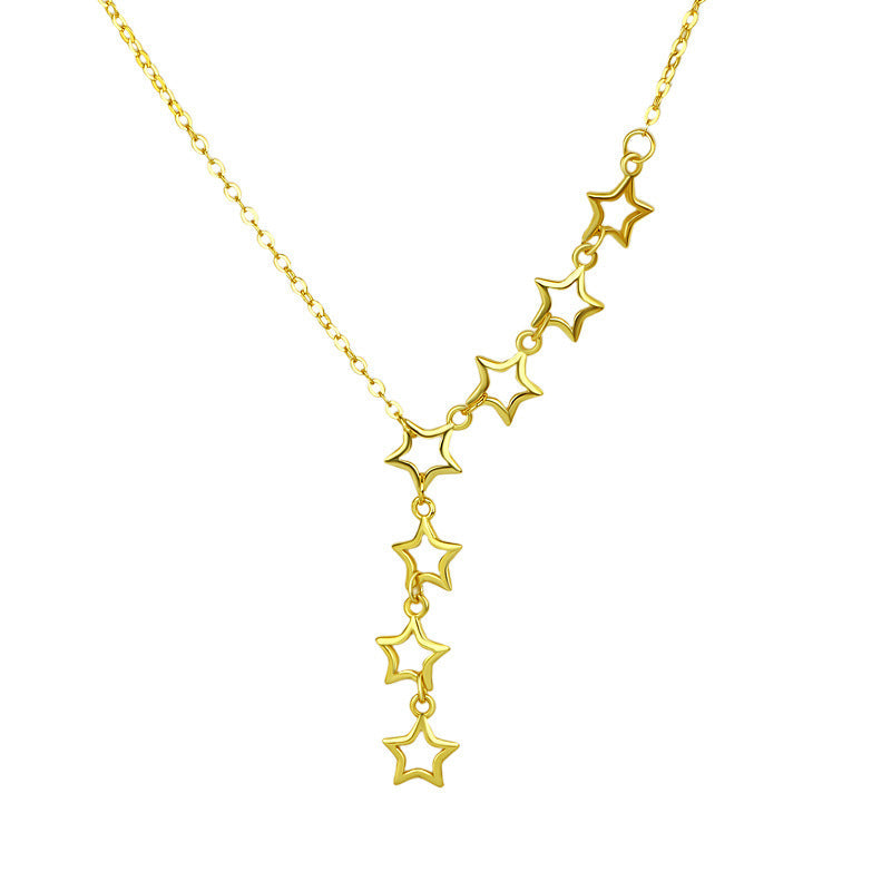 B관 - 925 실버 라인 별 연결 디자인 드롭 목걸이 [YC2319N_1] 25.11-2