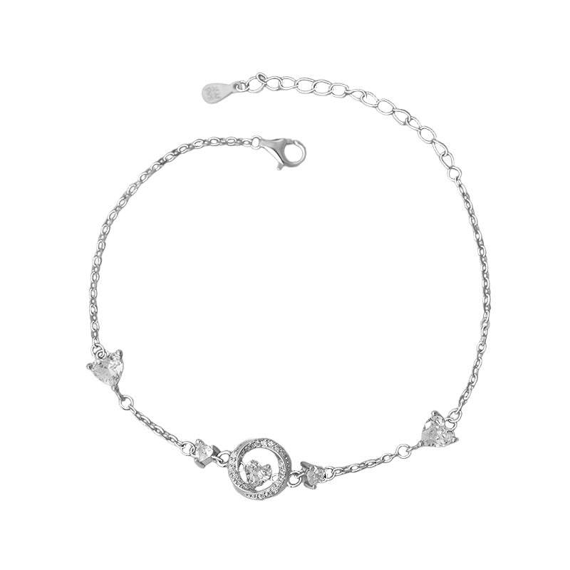 B관 - 999 실버 원형 하트 큐빅 팔찌 [YC5132SL_1] 25.10-2