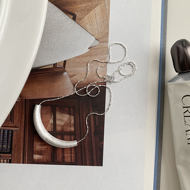 A관 - 925 실버 샌딩 스마일 튜브 왁스끈 목걸이 [1357-1358] 25.10-2