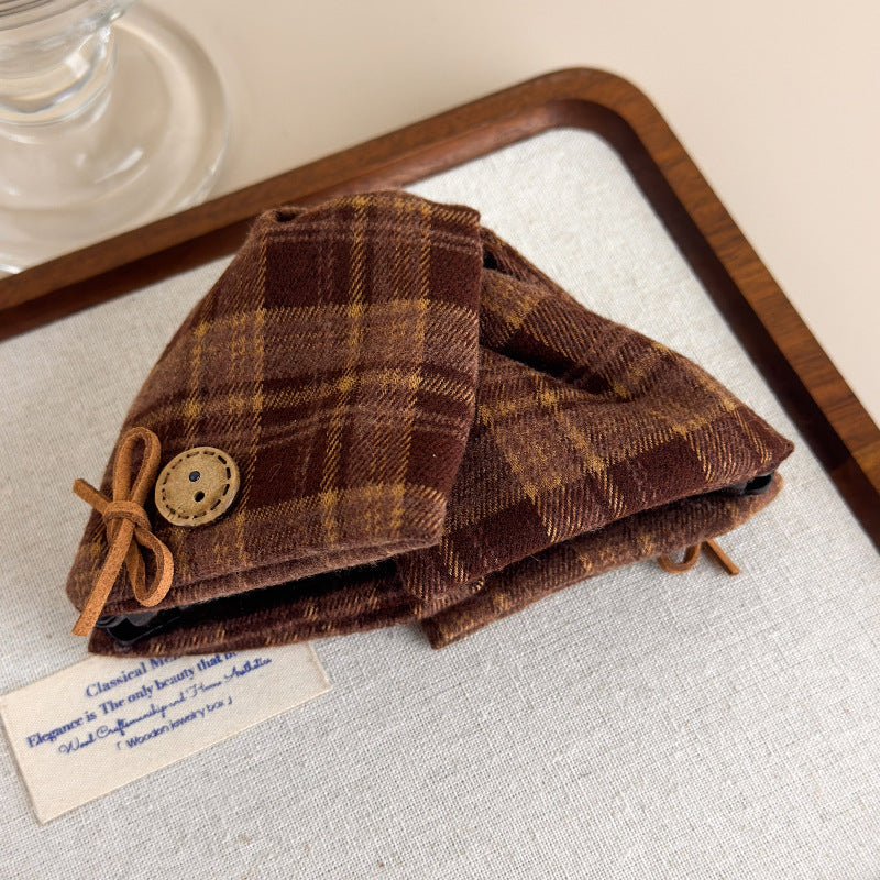 E관 - 리본 체크무늬 대형 빈티지 집게핀 [27613] 25.10-5