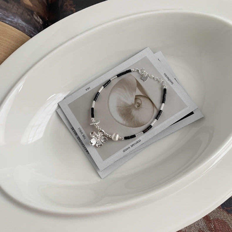 A관 - 925 실버 플라워 터키석 호안석 비즈 팔찌 [1399] 25.11-3