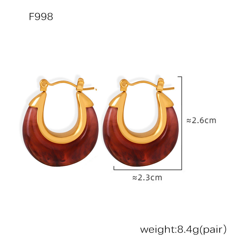 D관 - 스테인리스 스틸 캔디 컬러풀 레진 귀걸이 [F854] 24.12-4
