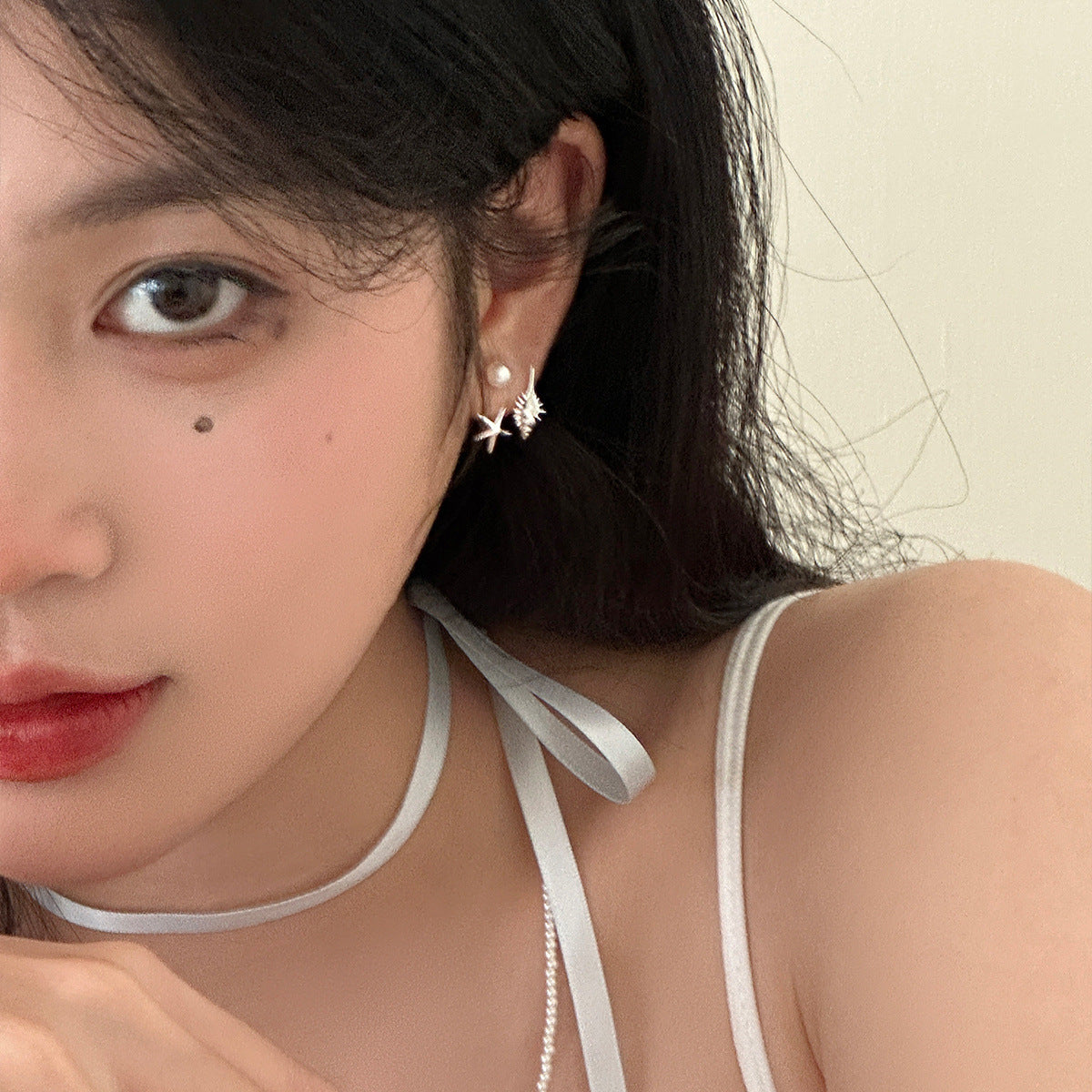 A관 - 925 은침 진주 별 소라 디자인 귀걸이 [EH-3098] 24.08-1