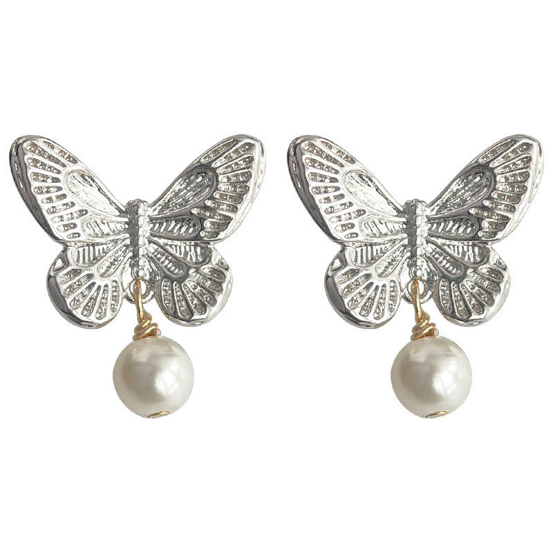 C관 - 나비 모양 우아한 디자인 감각 백금 도금 귀걸이 [4601] 24.07-4