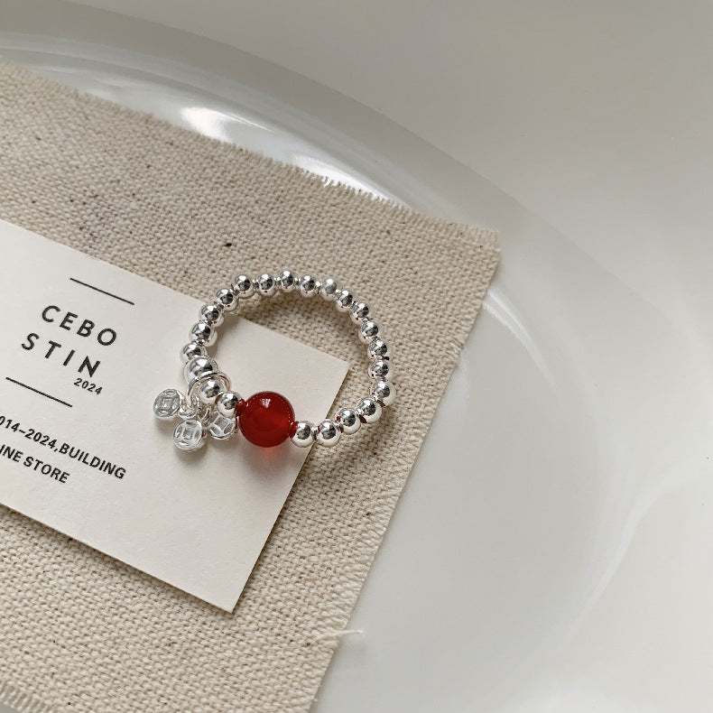 A관 - 미니 펜던트 홍마노 925 실버 비즈 반지 [1520-1527] 25.11-3