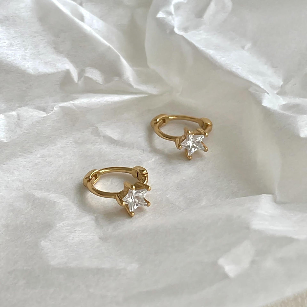 F관 - 925 실버 별 큐빅 링 귀걸이 [C1423] 25.11-4