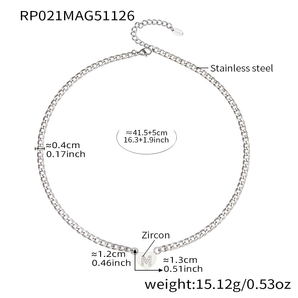D관 - 스테인리스 스틸 하트 알파벳 큐빅 18K 도금 펜던트 목걸이 [RP021] 25.12-1
