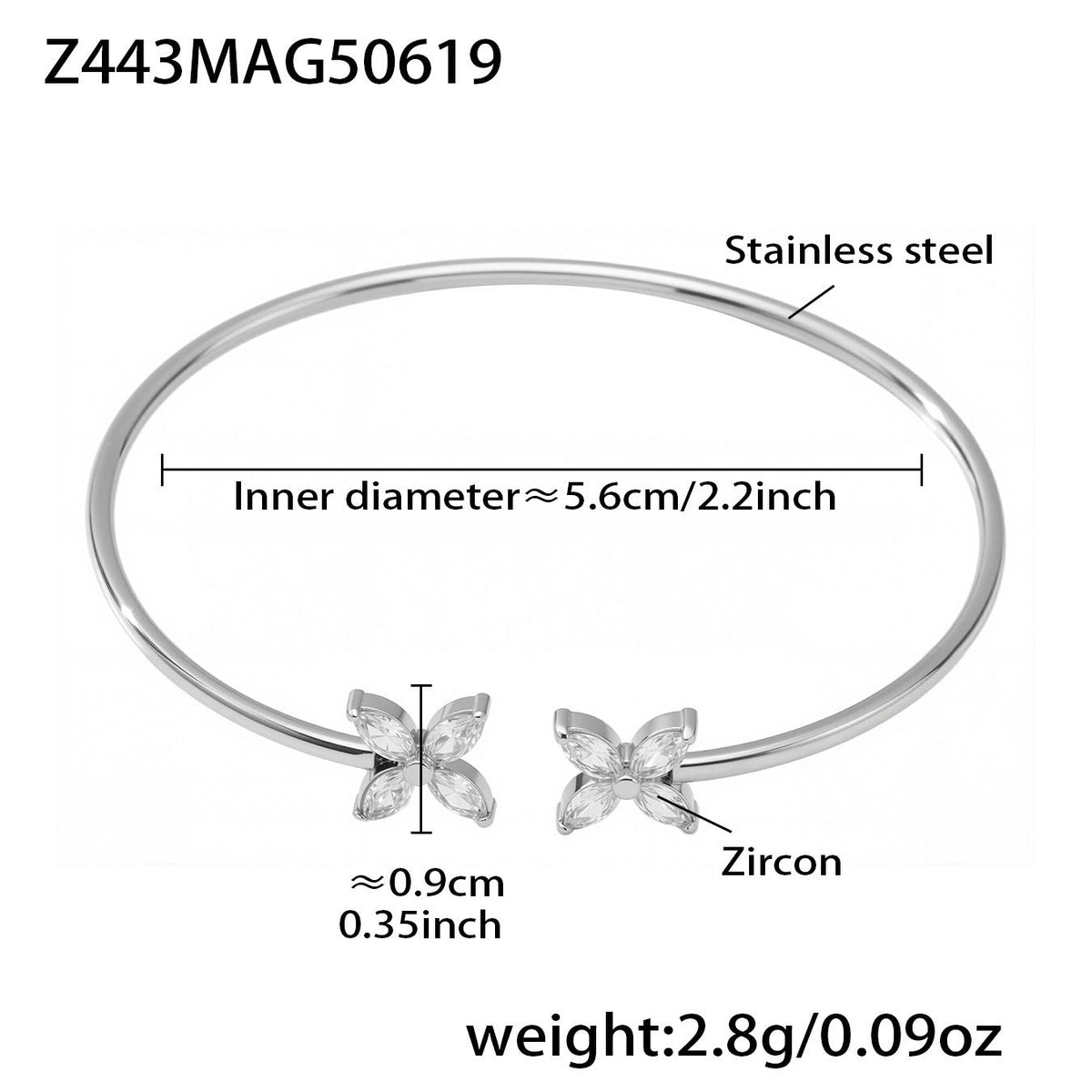 D관 - 18K 도금 스테인리스 스틸 큐빅 물고기 불가사리 오픈형 팔찌 [Z440-Z441] 25.06-4