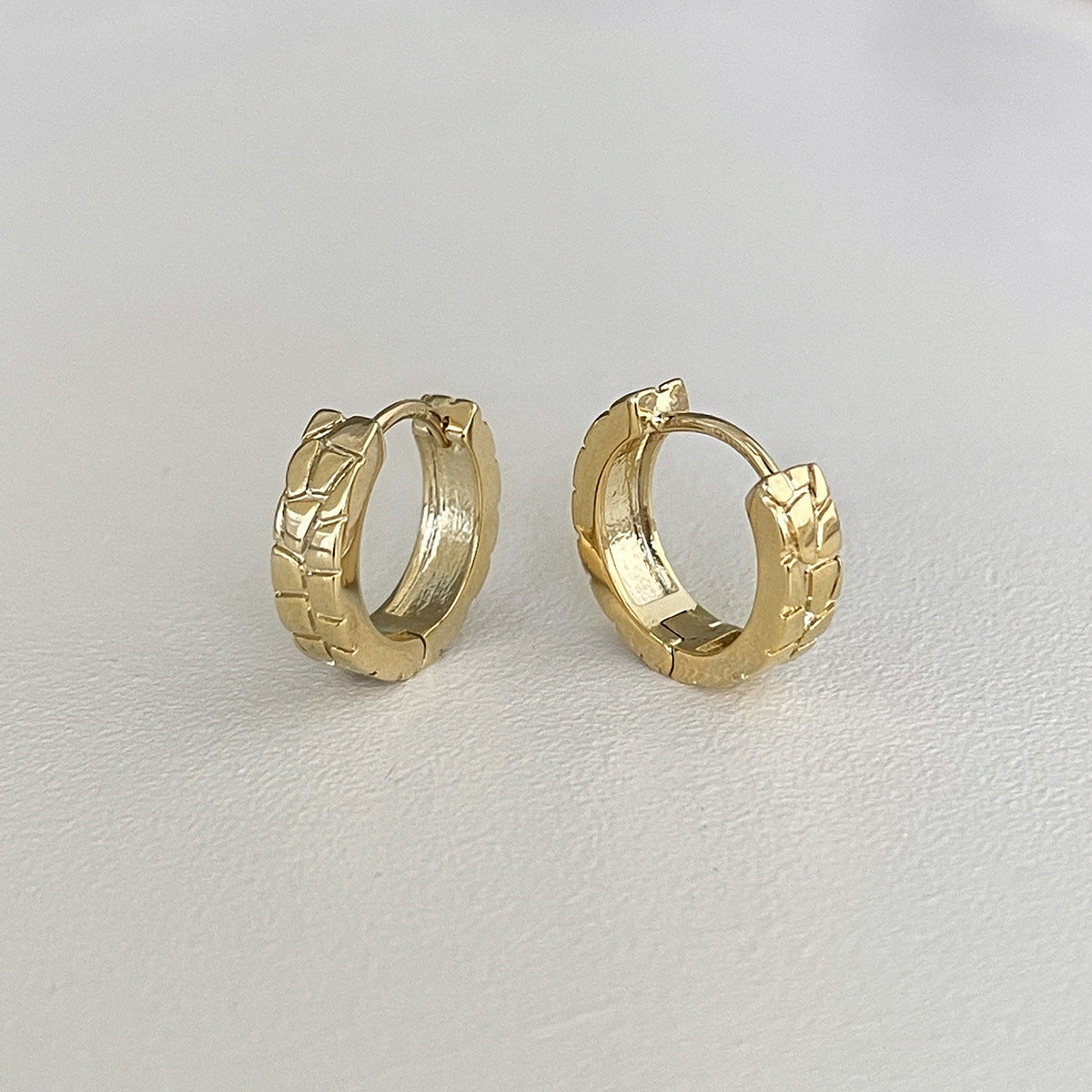 A관 - 기하학 패턴 심플 링 925 은침 귀걸이 [EH-4174] 25.12-1