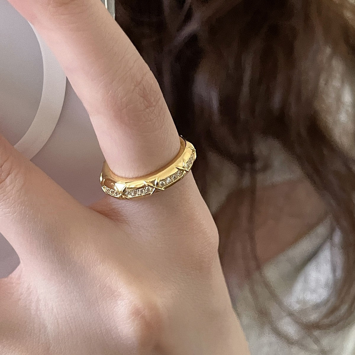 A관 - 큐빅 미니 크로스 디자인 오픈형 반지 [JZ-0727] 25.11-1