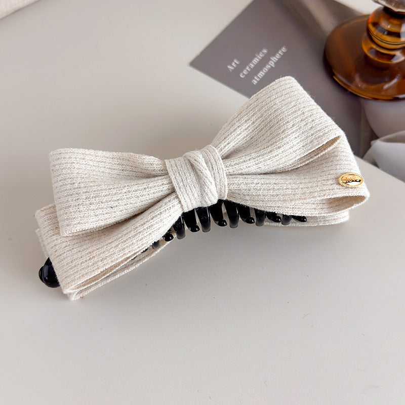 E관 - 모직 니트 소재 양면 리본 디자인 집게핀 [27708] 25.11-3