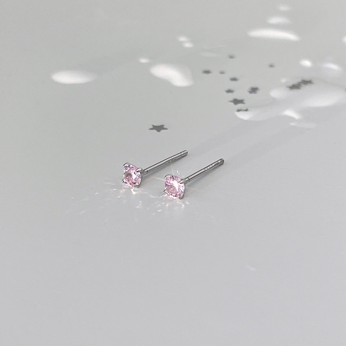 A관 - 999 실버 핑크 큐빅 스터드 귀걸이 [EH-4094] 25.10-2