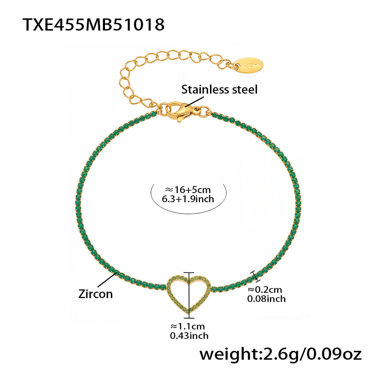 D관 - 스테인리스 스틸 풀큐빅 하트 체인 귀걸이 목걸이 팔찌 [TXP455] 25.10-4