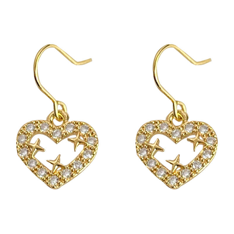 C관 - 업그레이드 18K 도금 큐빅 미니 하트 은침 귀걸이 [3715] 24.04-4