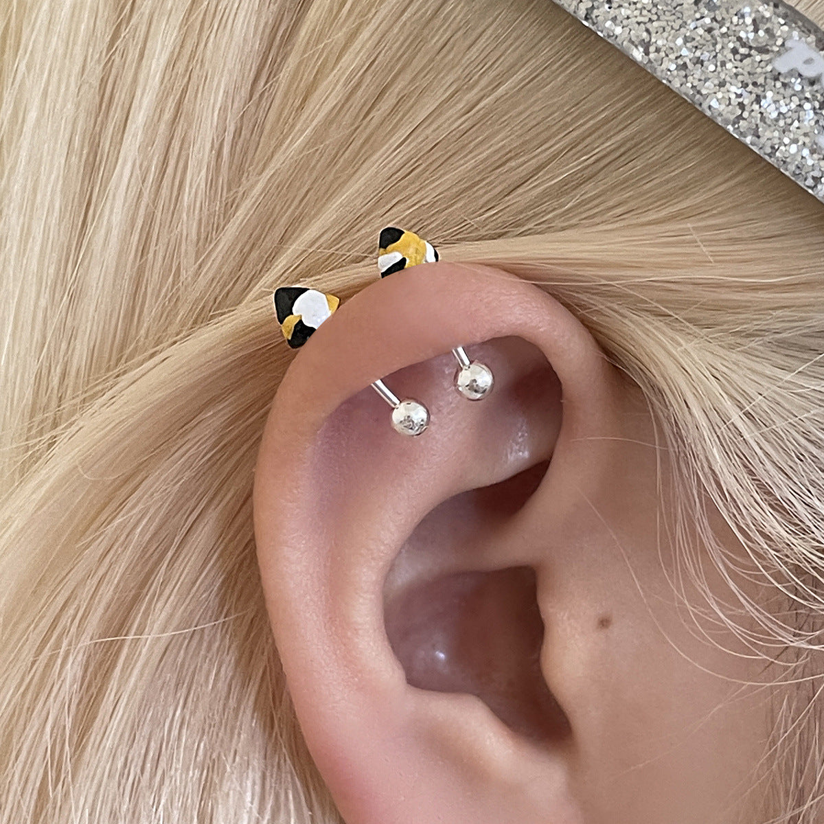 A관 - 925 은침 고양이 귀 디자인 피어싱 귀걸이 [EH-4165] 25.10-4