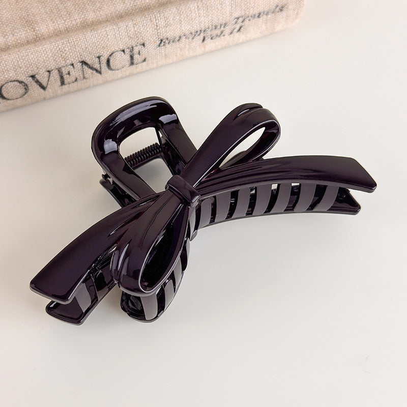 E관 - 초콜릿 브라운 리본 디자인 집게핀 [27614] 25.10-5