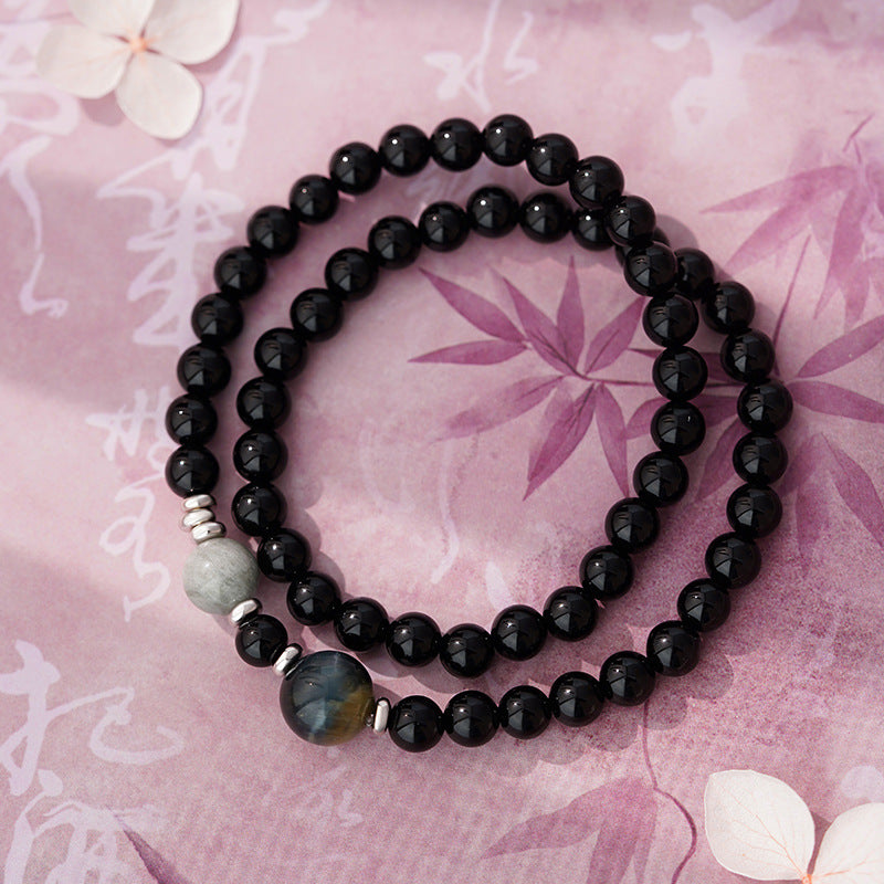 B관 - 999 실버 더블 레이어 비즈 커플 팔찌 [YC4870SL_1] 25.11-2