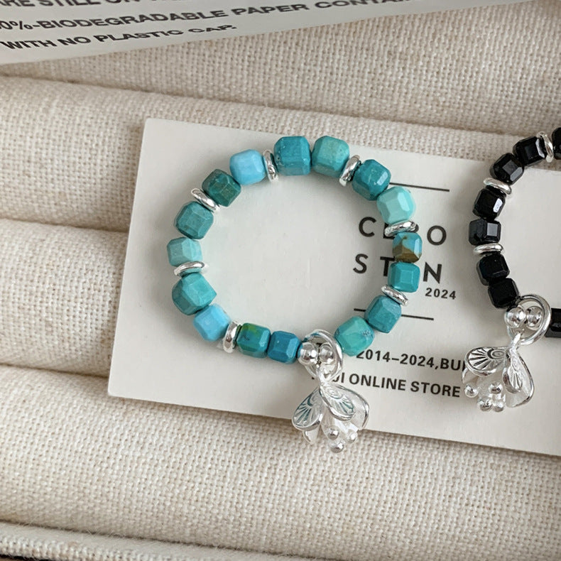 A관 - 플라워 잎사귀 복주머니 말 사과 미니 펜던트 925실버 반지 [RB] 25.11-4