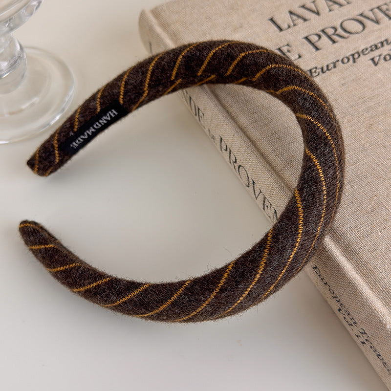 E관 - 니트 스트라이프 와이드 스펀지 머리띠 [27524] 25.09-4