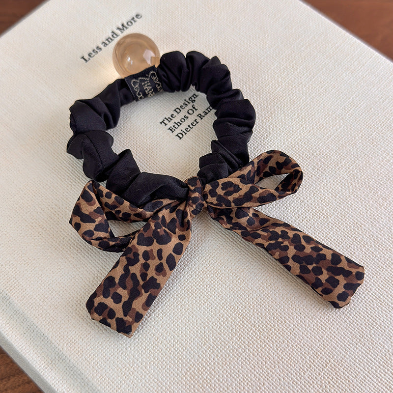 E관 - 호피 패브릭 리본 곱창 헤어밴드 [27487] 25.09-4