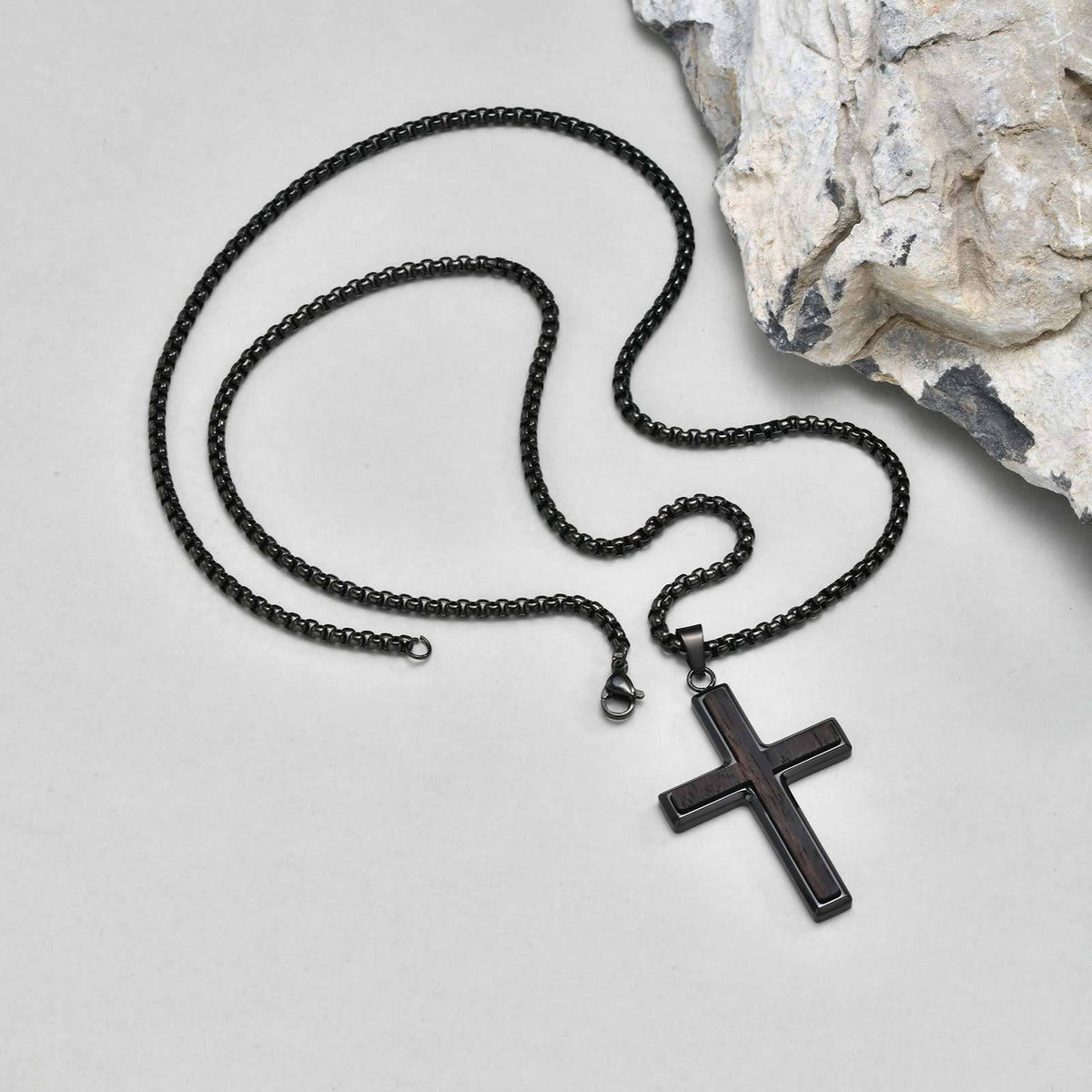 G관 - 흑단 유광 심플 십자가 펜던트 목걸이 [PN-2209] 25.10-4