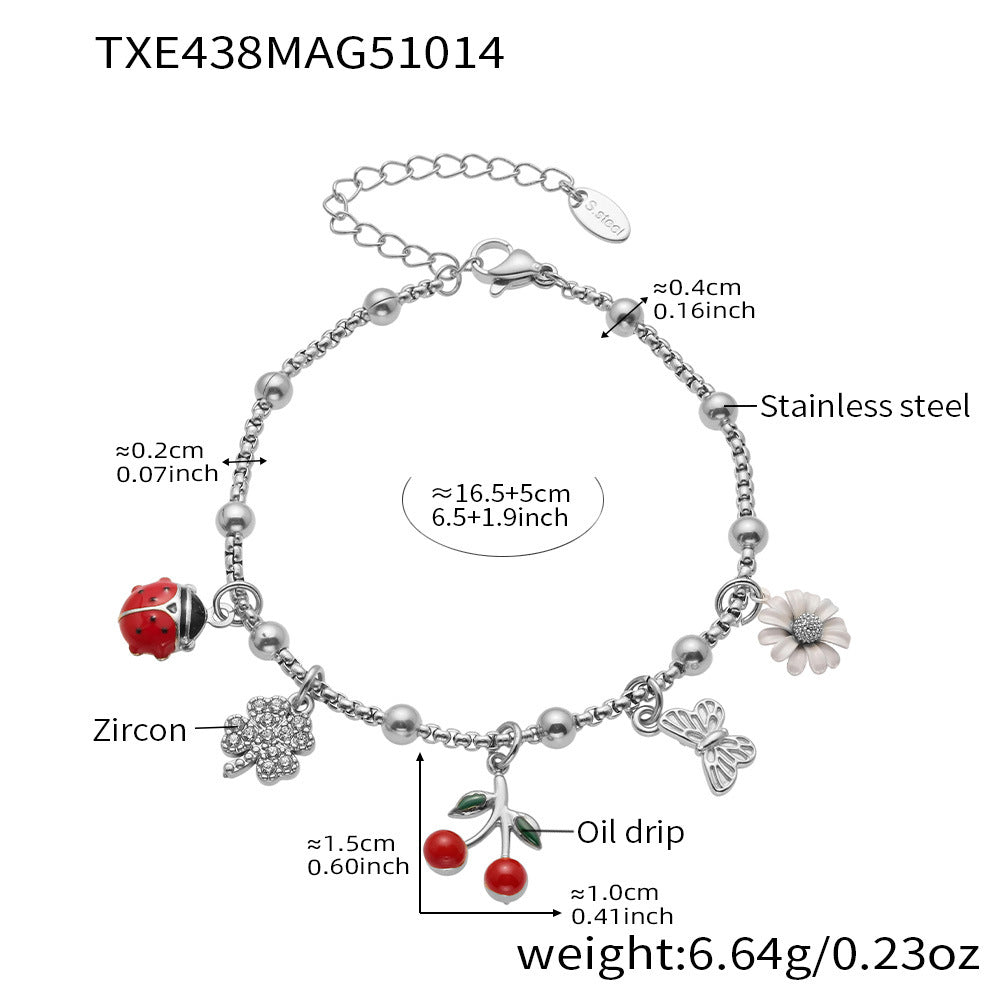 D관 - 스테인리스 스틸 큐빅 체리 딸기 펜던트 목걸이 팔찌 반지 [TXP437] 25.10-4