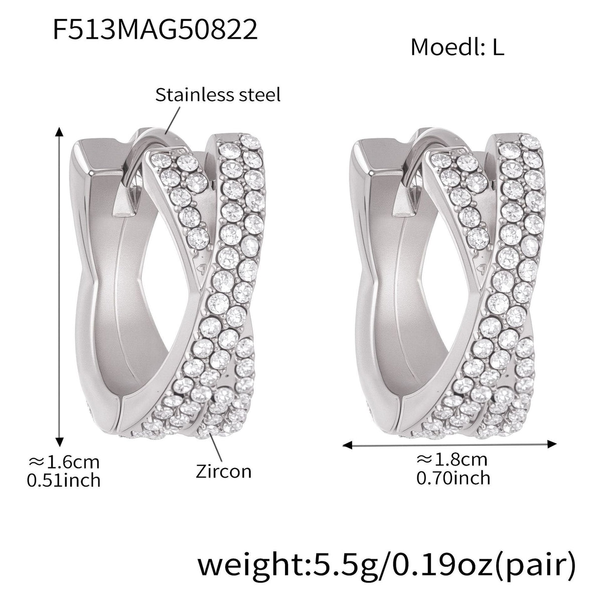 D관 - 스테인리스 스틸 18K 도금 큐빅 귀걸이 [F512-F513] 25.08-5