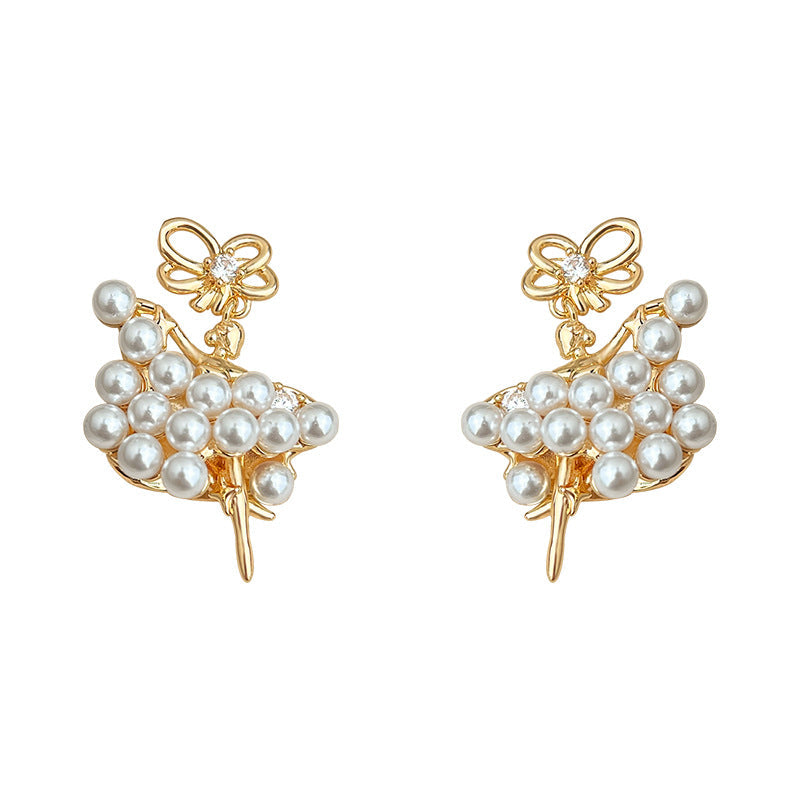 C관 - 925 은침 진주 발레 소녀 디자인 귀걸이 [6848] 25.10-3