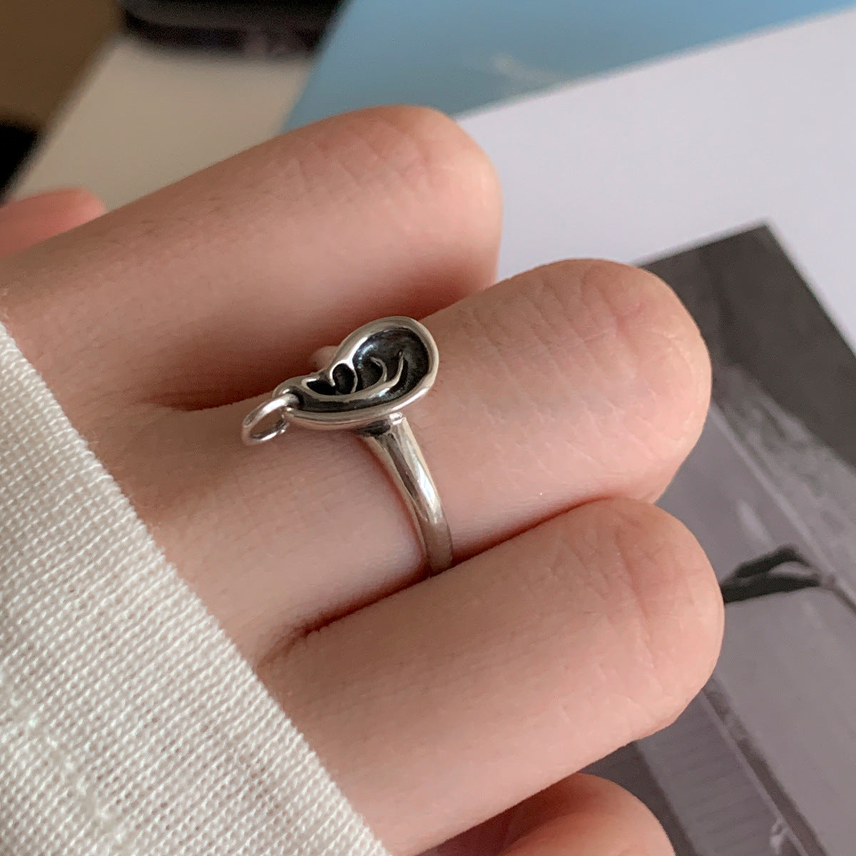 A관 - 925 실버 빈티지 귀 모양 오픈형 반지 [JZ-0657] 25.10-5