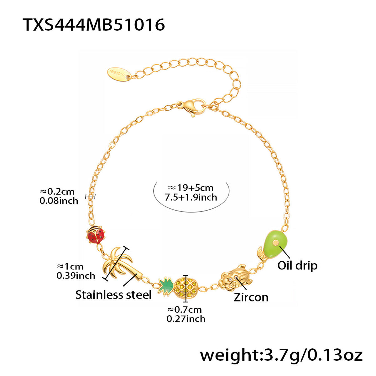 D관 - 스테인리스 스틸 게 조개 파인애플 큐빅 펜던트 목걸이 팔찌 반지 [TXP443] 25.10-4