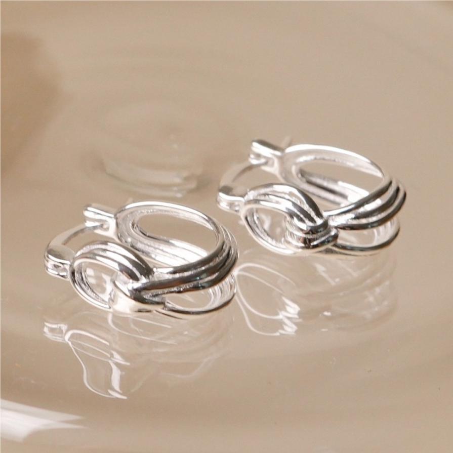 F관 - 925 실버 핸드메이드 매듭 모양 귀걸이 [C1086] 25.10-4