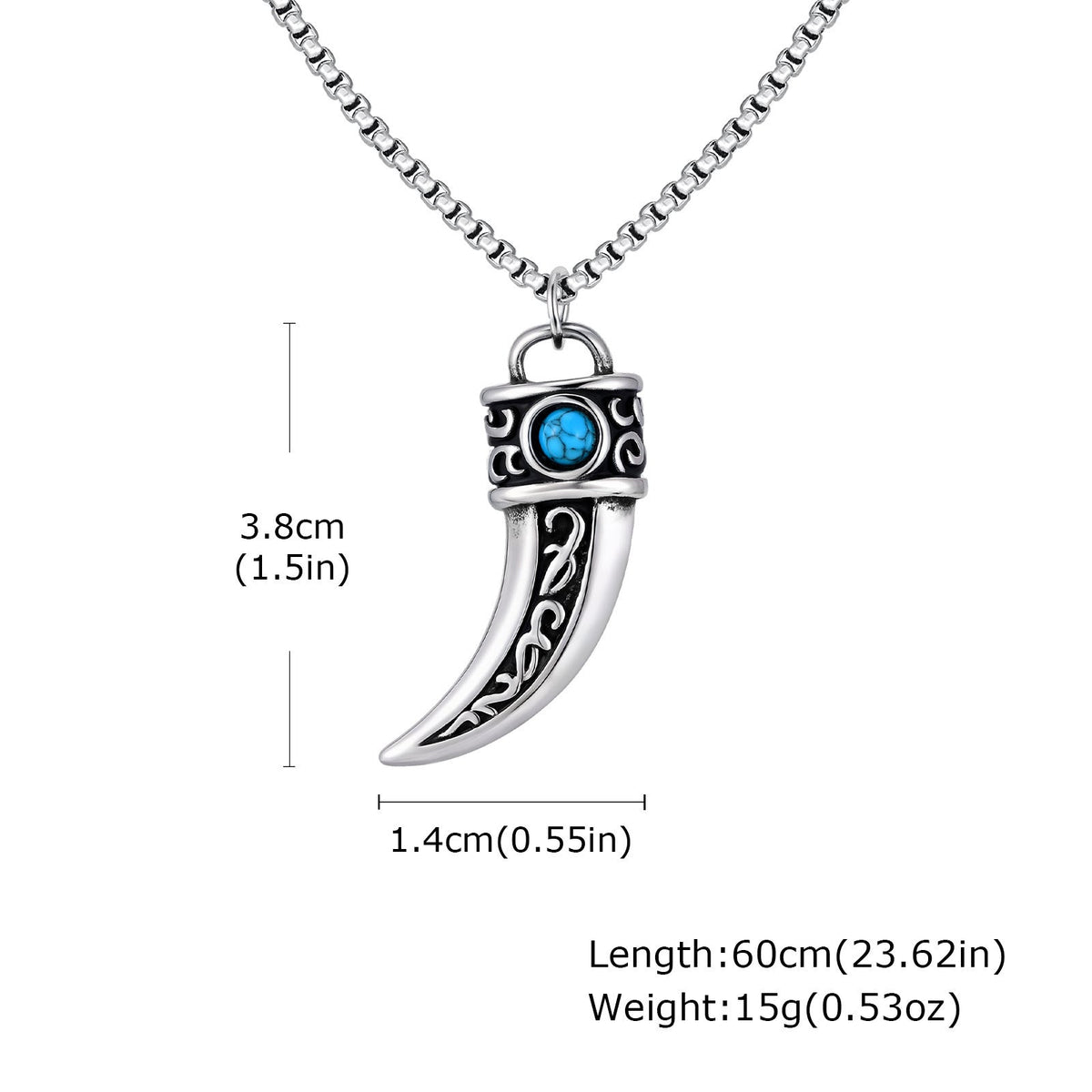 G관 - 스테인리스 스틸 터키석 뿔모양 펜던트 목걸이 [PN-2233] 25.10-4