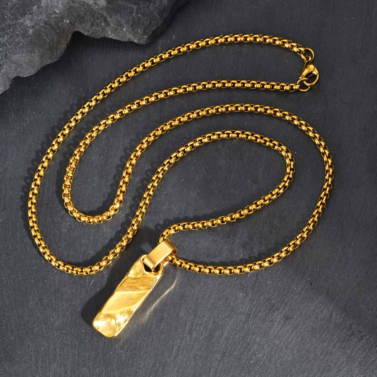 G관 - 입체 직사각 펜던트 스테인리스 스틸 목걸이 [PN-2272] 25.12-2