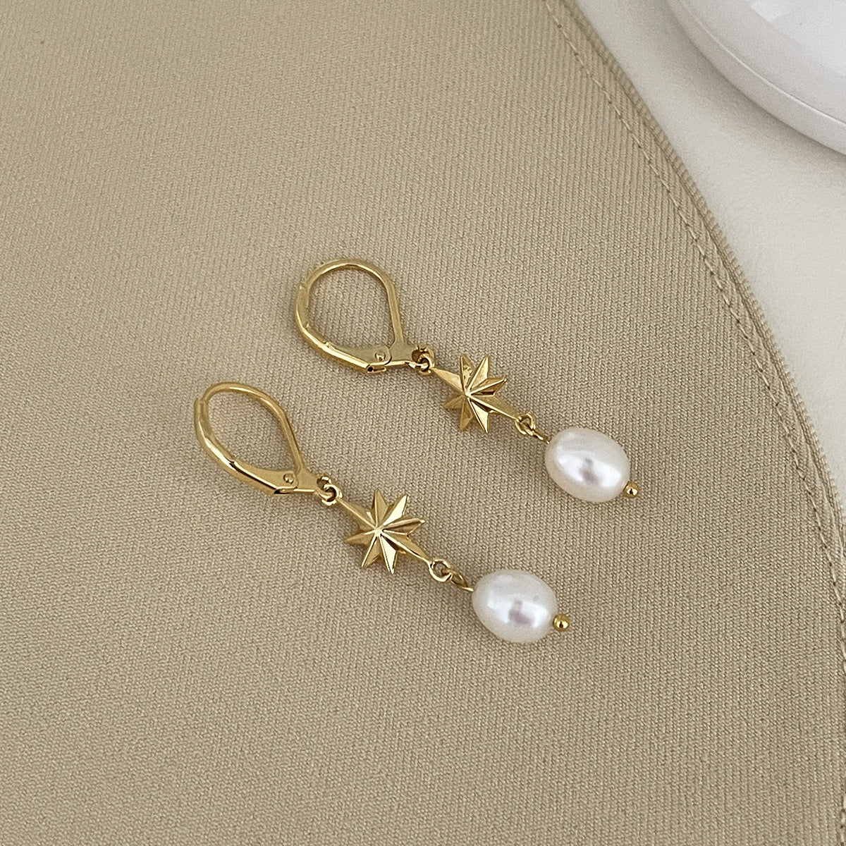 A관 - 925 은침 팔각별 진주 드롭 귀걸이 [EH-4000] 25.10-2