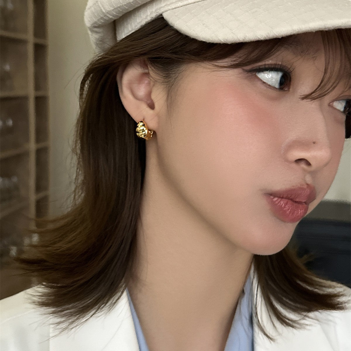 A관 - 925 은침 크루아상 링 귀걸이 [EH-3676] 25.07-3